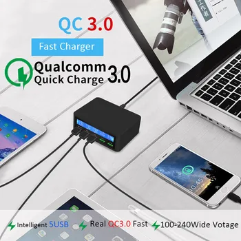5 Porturi USB Încărcător 50W LED Quick Charge 3.0 pentru Încărcare Pentru iPhone iPad Samsung Huawei Nexus Mi Oneplus Power Adapter