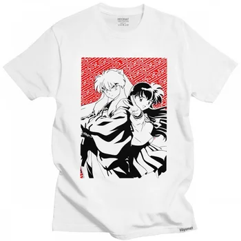 Unic Mens Vintage Inuyasha Și Kagome Tricou cu Maneci Scurte din Bumbac T-shirt Imprimat Anime Sesshomaru Tricou Supradimensionat Îmbrăcăminte