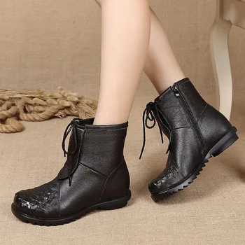 Noua Toamna Iarna Femei Pantofi Stil Etnic Glezna Cizme Din Piele Pantofi Retro Manual Cizme Pentru Femei Dimensiune 35-40