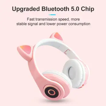 LED-uri de Pisică Ureche Căști Bluetooth 5.0 Anulare a Zgomotului Adulți Copii pentru Grils Cadou Colorat BT 5.0 Cască de Frumusete Bluetooth Headp