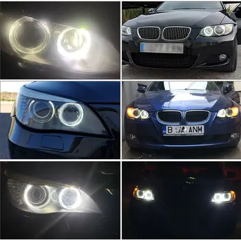 2x160w LED Angel Eyes Lumini Canbus pentru BMW E60 E61 E63 X5 E70 X6 E71 E90 E91 E92 E93 M3 E89 E82 E87 H8 Faruri LED Alb Albastru