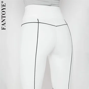FANTOYE Reflectorizante Mozaic Femei Pantaloni de Creion 2020 Talie Mare Toamna Iarna Fitness Pantaloni Skinny Casual Jambiere Streetwear