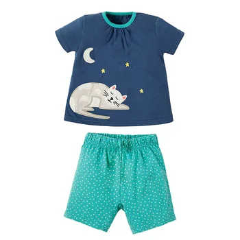 Puțin maven brand copii 2019 vara baieti fete haine de bumbac pentru copii seturi de animale pisica print t camasa + pantaloni scurți