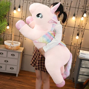 Nou 1 buc 40cm-100cm Curcubeu Drăguț Înger Unicorn de Pluș Jucărie Umplute Minunat Moale Jucarii pentru Copii Creative Cadou de Ziua Fetele Iubitor