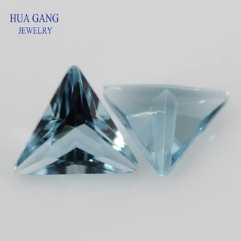 106# Triunghi Albastru Forma Prințesă Tăiat în Vrac Margele de Sticla Sintetice Pietre prețioase Pentru Bijuterii de Dimensiuni 3x3~8x8mm Transport Gratuit