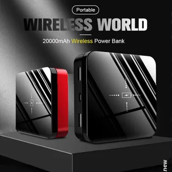 Wireless Mini Power Bank 20000mAh Qi Wireless Rapidă Încărcător USB Portabil Powerbank de Încărcare banca de Putere Pentru Telefoane Mobile Inteligente