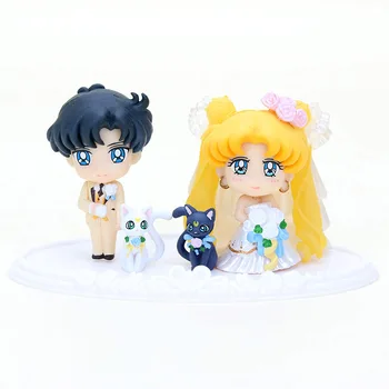 Anime Sailor Moon a 25-a Aniversare Destul de Tutore Nunta Fericit Sailor Moon Mamoru Chiba PVC Acțiune Figura Model de Jucarii Papusa 6cm