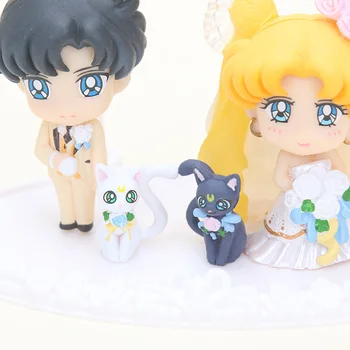 Anime Sailor Moon a 25-a Aniversare Destul de Tutore Nunta Fericit Sailor Moon Mamoru Chiba PVC Acțiune Figura Model de Jucarii Papusa 6cm