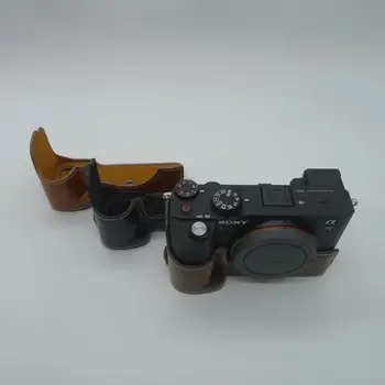 Sac de aparat de fotografiat din Piele PU Jumătate de Corp Set Capac cu șurub Pentru Sony A7C Alfa 7C ILCE-7C Jos Cazul Cu Bateria de Deschidere