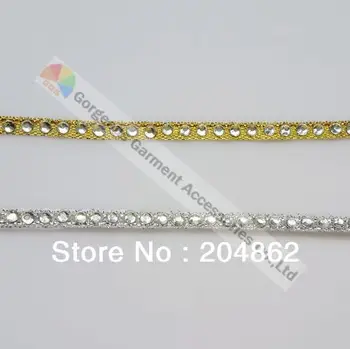 1 rand de cristal clar stras panglică Hot fix metalic diamante bandă a Crescut de Aur de Argint set pentru DIY Îmbrăcăminte browband nunta