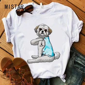 Boston Terrier-mi Place Mama Print amuzant tricou femei casual top alb harajuku dog t-shirt short sleeve graphic tee pentru femei haine