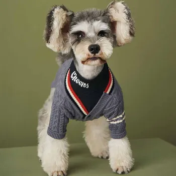 Haine de câine toamna și haine de iarnă tricot pulover pulover cardigan Teddy Schnauzer Pomeranian VIP animale de companie pisica haine