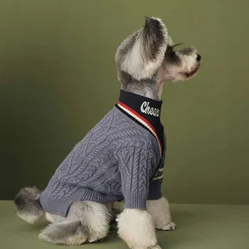 Haine de câine toamna și haine de iarnă tricot pulover pulover cardigan Teddy Schnauzer Pomeranian VIP animale de companie pisica haine