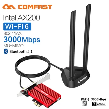 Dual band 3000Mbps Wifi 6 AX200NGW PCI-E 1X Adaptor Wireless 2.4 G/5Ghz 802.11 ac/ax Bluetooth 5.1 Pentru Win10 AX200 placa de Retea