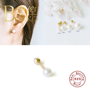 BOAKO Fir Pearl Cercei Pentru Femei Argint 925 Brincos Cercei Stud Piercing Oreille Pendientes Bijuterii #9.6