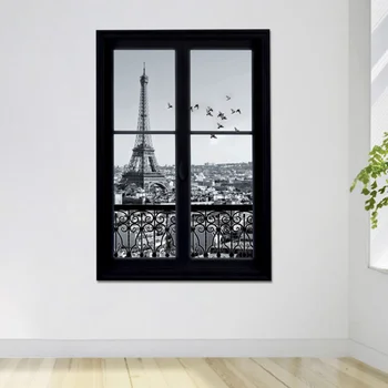 Decalcomanii de perete Fereastra 3D Turnul Eiffel Paris Perete Amovibil Autocolante Art Decor Decalcomanii de Vinil Copii Camera Copilului Murală
