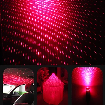 2 buc Mini LED RGB Acoperiș Masina Stele, Noapte, Lumini Ambientale, Proiector Lumina Star Lampa Decor Interior Atmosferă de Lumină