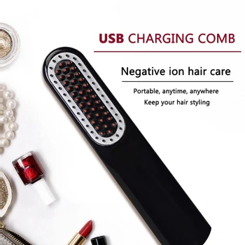 Osenyuan Wireless Mini 2in1 Barba si Parul Indreptat Perie de Încărcare USB de Păr Îndreptare Fiare de călcat Curling cu Display LCD