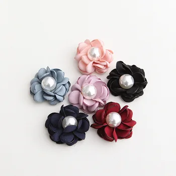 3CM Moda coreeană ars artificiale Florale Accesorii de Par Pânză Floare cu perla pentru Bentițe DIY