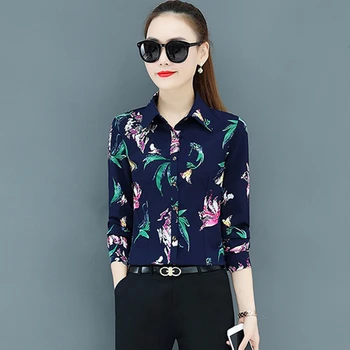 Moda coreeană Șifon Bluze pentru Femei Vintage Maneca Lunga Birou Doamnă Tricou si Bluza Plus Dimensiune XXXL/5XL Femei Topuri si Bluze