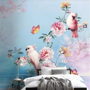 Beibehang pictură murală de Epocă tapet pasăre flori florale papagal TV de fundal de perete camera de zi dormitor 3d tapet de fundal de pictură murală