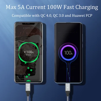 CHOSEAL 100W USB-C to USB de Tip C Cablu USBC PD Fast Charger Cablu PD Tip C Cablu Pentru Xiaomi mi 10 Pro Samsung S20 Macbook