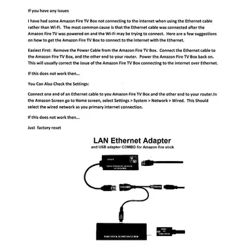 Noi LAN Ethernet Adaptor pentru AMAZON FOC TV 3 sau STICK GEN 2 sau 2 OPRI Tamponare