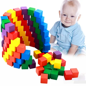 2,5 CM Blocuri de Lemn Cub de 50 De Pc-uri Inteligente Multicolor Bloc Preșcolar Educație Timpurie de Jucarii Pentru Copii Copil