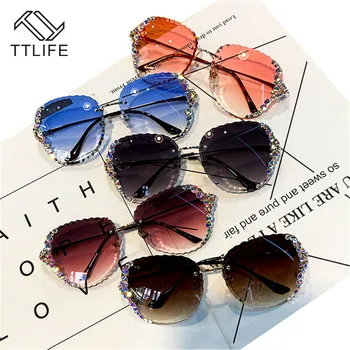 TTLIFE 2020 fără ramă Brand de Lux ochelari de Soare Femei Vintage Rhinestone Bling Ochelari de Soare Umbra Pentru Femei Gafas De Sol Mujer