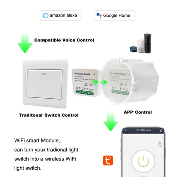 Wifi Smart Switch Smart Life/Tuya APP Control de la Distanță WiFi Modul Comutator Cu Suportul conductei de distribuție a Lucra Cu Alexa de Start Google 1/2 Cale