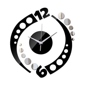 Real de vânzare directă European de design cuarț top ceas de perete acril oglindă arta ceasuri ceas 3d autocolante acasă