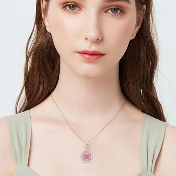 PANSYSEN de Lux Pink Sapphire Citrine Diamond Pandantiv Coliere Argint Pur 925 Moda Bijuterii Fine Nunta Logodna Colier
