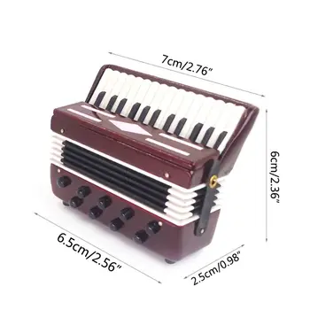 Mini 1/12 Casă De Păpuși Din Lemn Acordeon Miniatură Instrumente Muzicale Model De Colectie Decor Acasă Jucării
