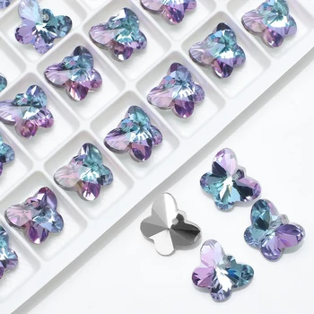 20buc/lot 14mm Multicolor Fluture Pandantiv Margele de Sticla Cristal Farmece Pentru Femei Bijuterii Coliere DIY Cercel Concluziile