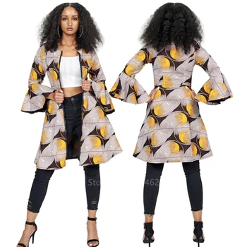 2020 Haine Africane Dashiki Imprimare Femei Rochie De Toamna Stil Etnic Moda Clos Maneca Rotund Gat Fermoar Sacou Casual Vestido