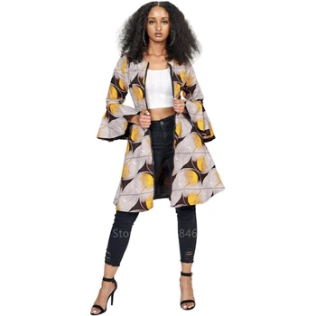 2020 Haine Africane Dashiki Imprimare Femei Rochie De Toamna Stil Etnic Moda Clos Maneca Rotund Gat Fermoar Sacou Casual Vestido