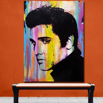 De Mari Dimensiuni Pop Art Elvis Presley Pictograma Pictură În Ulei De Perete De Arta Canvas Decor Camera De Zi Tablou Pictura Pe Perete Fotografia Încadrată