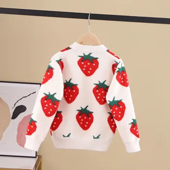 Cute Strawberry Pulovere Pentru Fete de Iarna Copii Tineri Pulovere Tricotate Pulover Casual cu Maneci Lungi pentru Copii Bluze pentru Fete