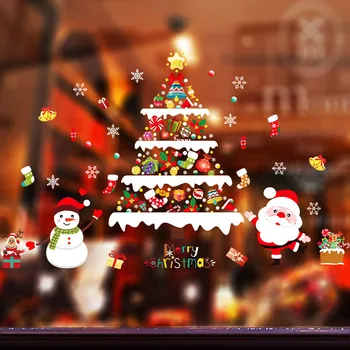 DIY Moș Crăciun cadou de Crăciun copac Autocolante vitrină de Sticlă Decor Decoratiuni de Craciun Pentru Casa Festival Decalcomanii