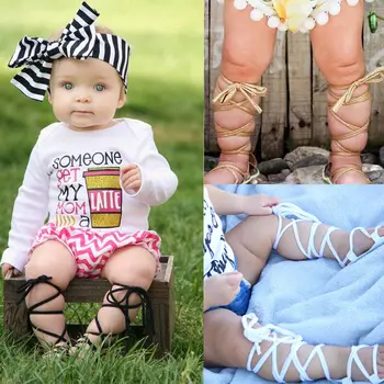 2019 Nou-născut Fetița din Piele PU de Înaltă Bandaj Sandale de Vara Carucior Pantofi