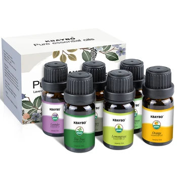 Uleiuri esențiale pentru Difuzor, Ulei de Aromoterapie Umidificator 6 Tipuri Parfum de Lavanda, Arbore de Ceai, Rozmarin, Lemongrass, Portocaliu