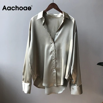 Aachoae Solid Bluza Eleganta Pentru Femei Rândul Său, În Jos Guler Casual, Office Camasa Femei Maneca Lunga Coreean Doamnelor Topuri Blusas Mujer