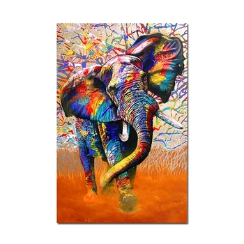 XINQI African de Culoare de Animale Sălbatice de Postere si printuri Elefant Leu Curcubeu Hunter Panza Pictura Grafic Dormitor Decor Acasă