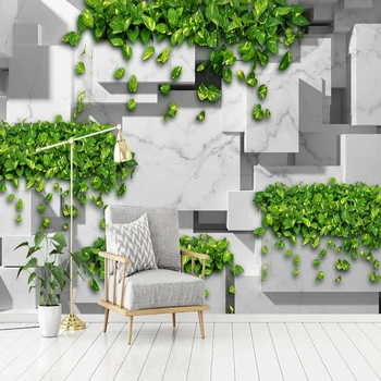 Personalizate 3D Foto Tapet cu Frunze Verzi 3D Moderne Abstracte Geometrice Zăbrele Murală Camera de zi Dormitor Decor Acasă de Arta Pictura pe Perete