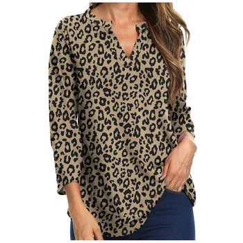 Moda Leopard, Floral Bluza Tricou Femei Vrac V-Gât Topuri Tricou Casual De Iarna Femei Femei Femei Maneca Lunga Pulover Blusas