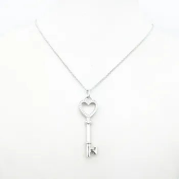 Ms pur încrustații de argint zircon clasic în formă de inimă cheie colier pandantiv cupluri act rolul ofing este gust dulce dragoste