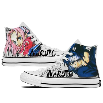 WHOHOLL Bărbați Femei Anime Imprimare Panza Pantofi de Design Anime Naruto Sasuke Uchiha Panza Mare de Top Adidași Pantofi Casual Dimensiune 35-44