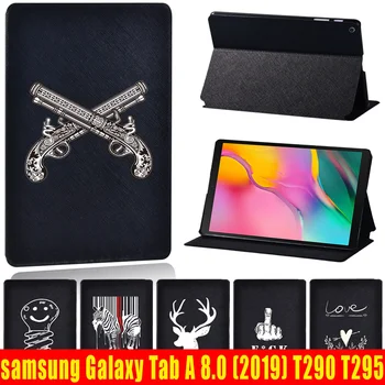 Moale, Piele Comprimat Caz pentru Samsung Galaxy Tab a 8.0 (2019) T290/T295 Nou la Șocuri Imagine Alb Serie Capac Flip-Caz + Pen