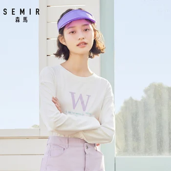 SEMIR maneca Lunga T-shirt femei 2020 primăvară nouă chic tipărite versiunea coreeană tendință de bumbac jos tricou singură hainele
