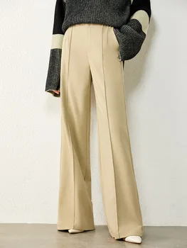 Amii Minimalism Toamna Iarna Pantaloni pentru Femei de Moda de Cauzalitate Solidă Talie Mare Clopot-fund Pantaloni Femei Pantaloni 12040774
